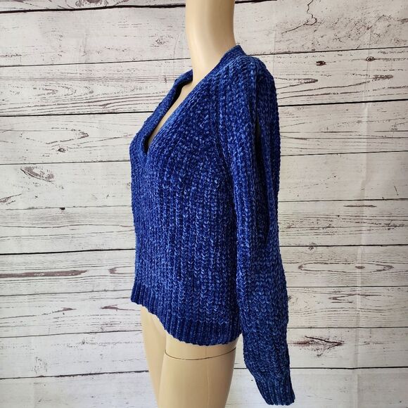 Marled by Reunited Blue Open Sleeve Sweater  Large NWT - Picture 4 of 5